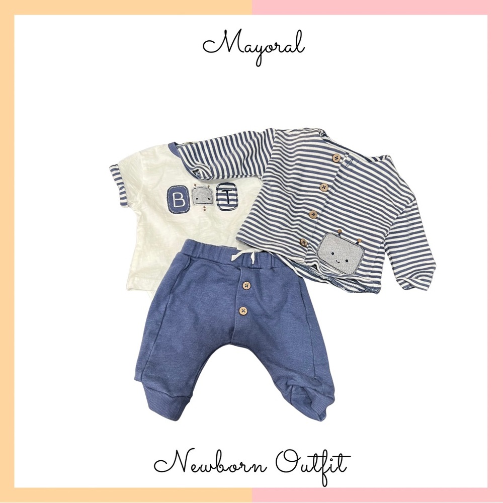 Mayoral Striped Navy and White Baby Set